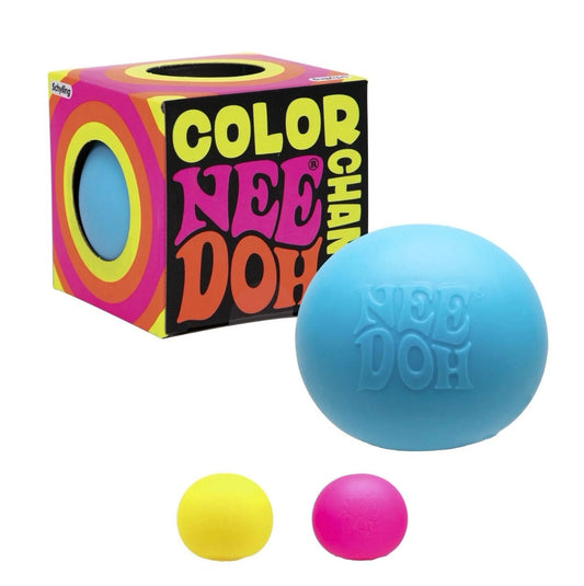 SquishStudio Schylling NeeDoh color-changing sensory squeeze ball with packaging and two smaller fidget balls